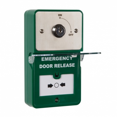 RGL DU-KS/1 Dual Unit -Keyswitch (override On/Off) and combined Emergency Release Button (resettable) surface mounted, includes back box. IP24