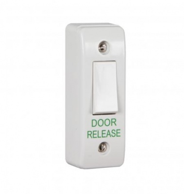 RGL EBLS/AP/DR Architrave white Antibacterial Plastic Light Switch Style button surface mounted, includes back box with standard screws. IP54