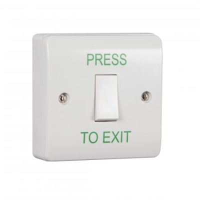 RGL EBLS/PTE Architrave white Antibacterial Plastic Light Switch Style button surface mounted, includes back box with standard screws. IP54