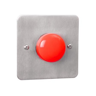 RGL EBRBWC02 Standard Stainless Steel plate with Large RED button surface mounted WITHOUT collar, DOES NOT INCLUDE BACK BOX, switch only IP66