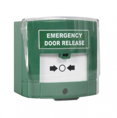 RGL EDR-3N Illuminated Emergency Release Button (resettable) with front cover, surface mounted, includes back box with security screws. Buzzer and LED indication with Triple Pole voltage free contacts