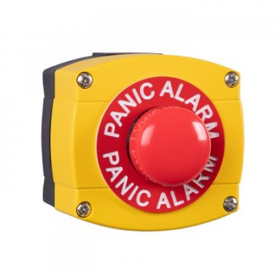 RGL WP66-Y-RB/PA Weather Proof IP66 rated Plastic housing in Yellow/Black with Large Red button, surface mounted, PANIC ALARM.