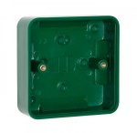 RGL PBB02/GN Standard size back box surface mounted fits all standard size products. Does not allow for Conduit entry.