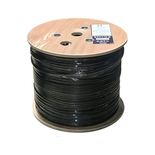 CAB-305M-CAT6-PE-BLACK-WD 305m CAT6 U/UTP PE External Black (Wooden Drum)