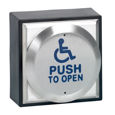 SSP CM-41/4 4'' Round Switch with Disabled Logo engraved ''PUSH TO OPEN''