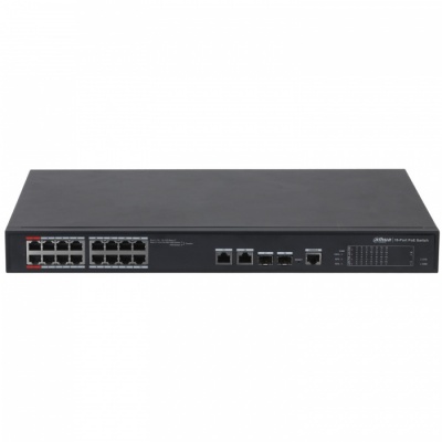 Dahua PFS4218-16ET-190 16 Port 10/100 Managed PoE Ethernet Switch, 1 x Hi-PoE, 2 x Gigabit Uplink, 2 x SFP, Upto 250m, 190W