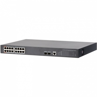 Dahua PFS4218-16GT-240 16 Port Gigabit Managed PoE Ethernet Switch, 2 x Hi-PoE, 2 x SFP, 240W Power