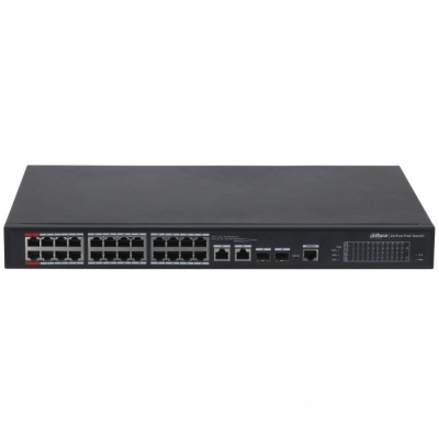 Dahua PFS4226-24ET-360-V2 224 Port 10/100 Managed PoE Ethernet Switch, 1 x Hi-PoE, 2 x Gigabit Uplink, 2 x SFP, Upto 250m, 360W