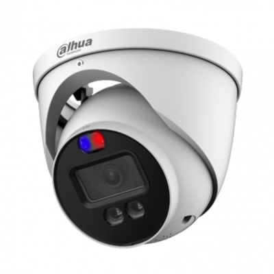 Dahua HAC-ME1809HP-A-PV-0280-S2 4K HDCVI IR (40m) TiOC Fixed Turret Camera, red blue Light + siren, 2.8mm Lens, DC12V, IP67
