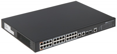 24 Port 10/100 Managed PoE Ethernet Switch, 1 x Hi-PoE, 2 x Gigabit Uplink, 2 x SFP, Upto 250m, 360W