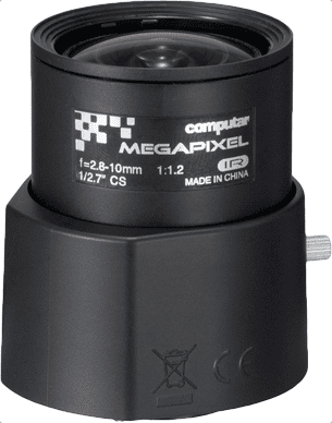 Computar AG4Z2812FCS-MPIR-31 1/3'' 1/2.7'' CS mount 2.8-10.0mm F1.2-360 Aspherical 3 Megapixel Varifocal DC Drive IR Corrected with 31cm Lens Lead